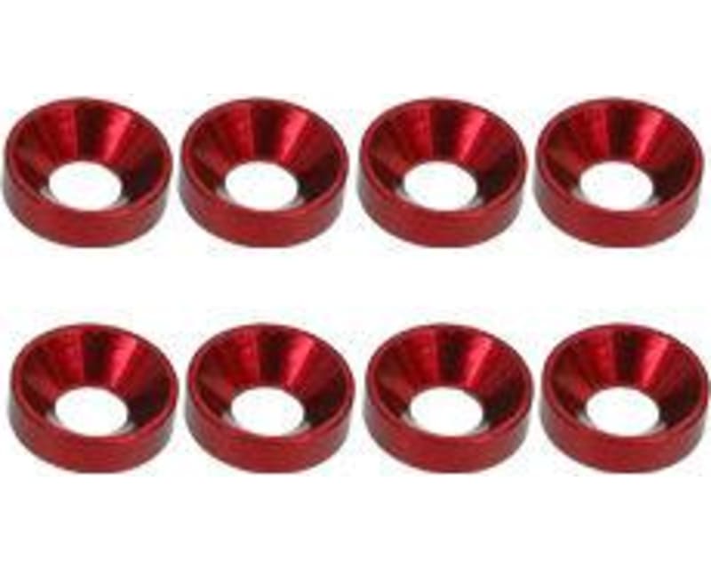 discontinued Red Aluminum 3mm Countersunk Washer (8)