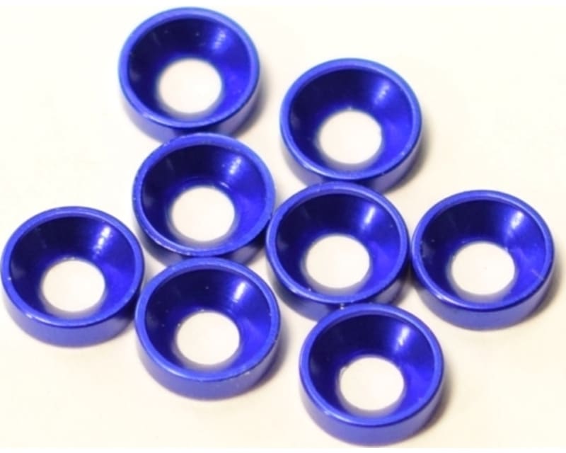 Tap to zoom discontinued Blue Aluminum 3mm Countersunk Washer (8)