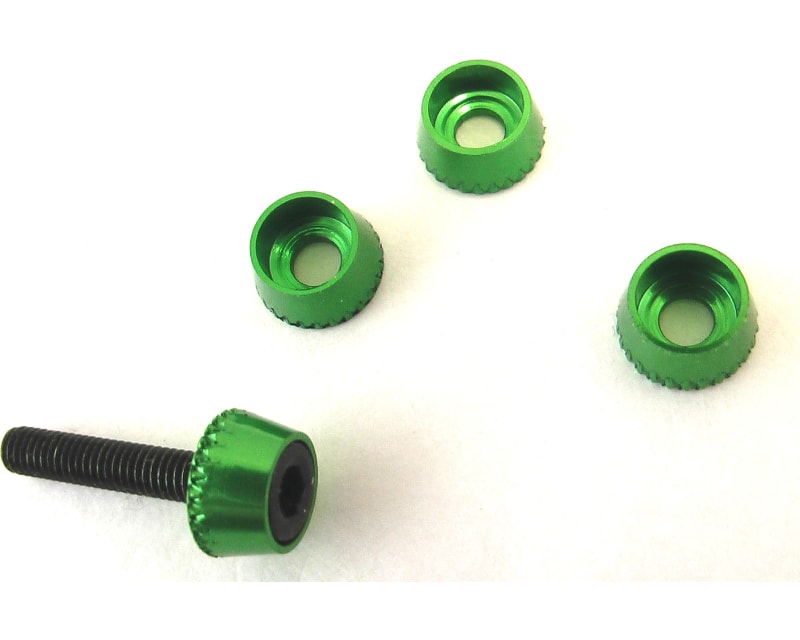 Green Aluminum 3mm Conical Washers (4)