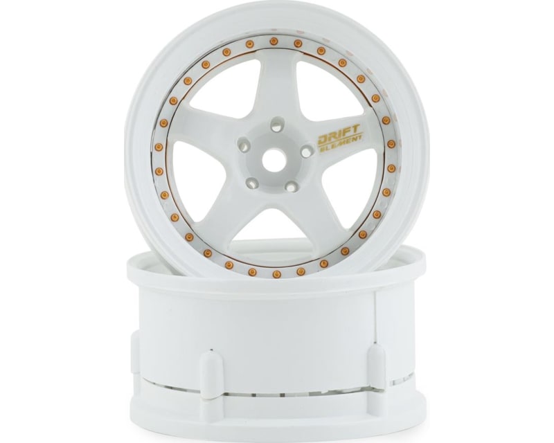 Drift Element 5 Spoke Drift Wheels (Triple White w/Gold Rivets)