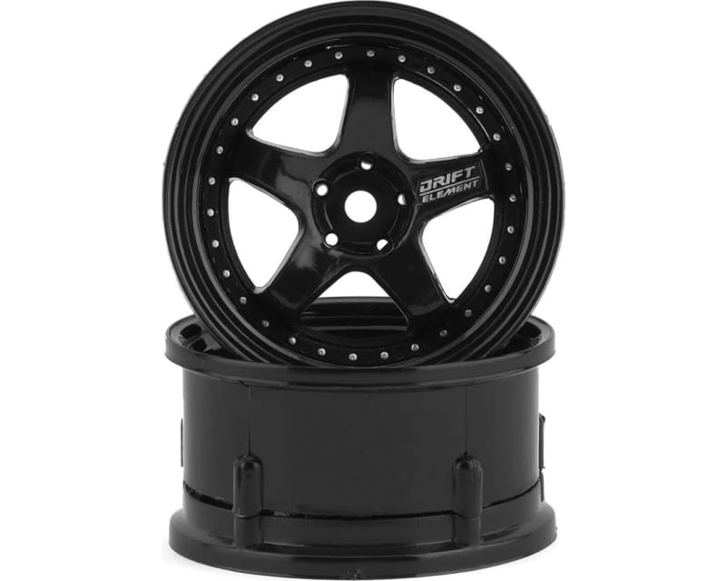 Drift Element 5 Spoke Drift Wheels (Triple Black w/Silver Rivets