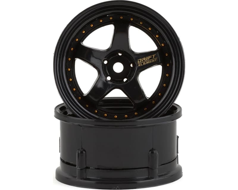 Drift Element 5 Spoke Drift Wheels (Triple Black w/Gold Rivets) photo