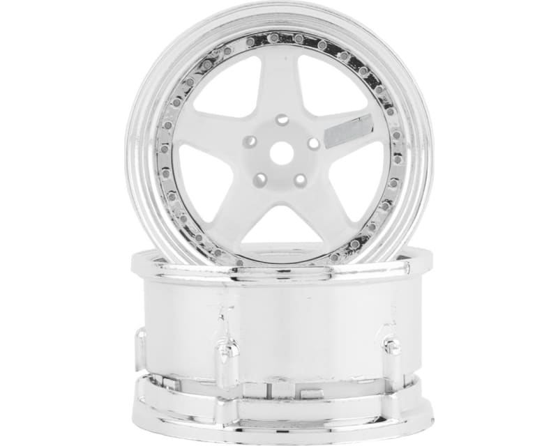 Drift Element 5 Spoke Drift Wheels (White & Chrome) (2)