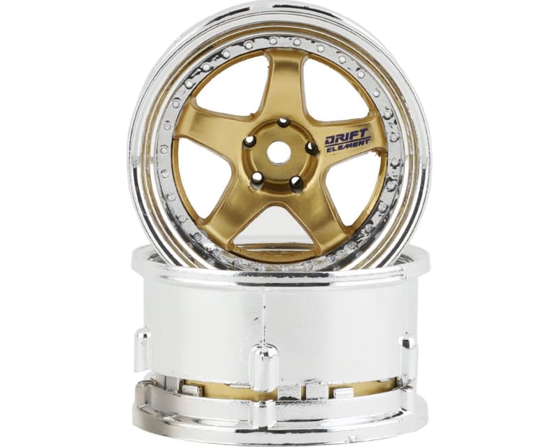 Drift Element 5 Spoke Drift Wheels (Gold & Chrome) (2)