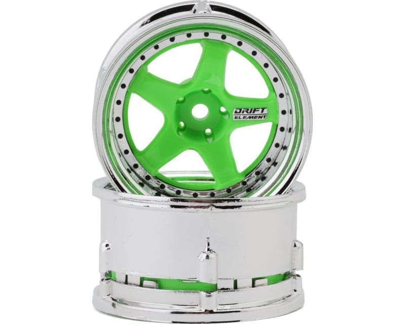 Drift Element 5 Spokes Drift Wheel Flu Green/Chrome Lip/Blk rivt