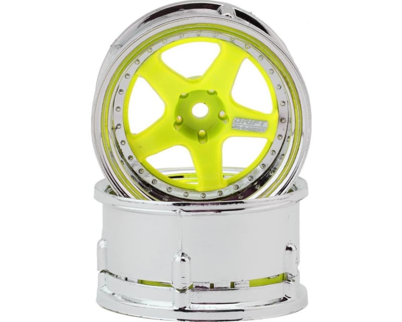 Drift Element 5 Spokes Drift Wheel (Yellow w/Chrome Lip & Rivets