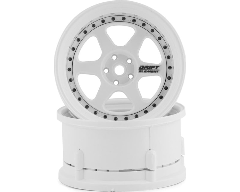 Drift Element 6 Spoke Drift Wheels (Triple White w/Black Rivets)