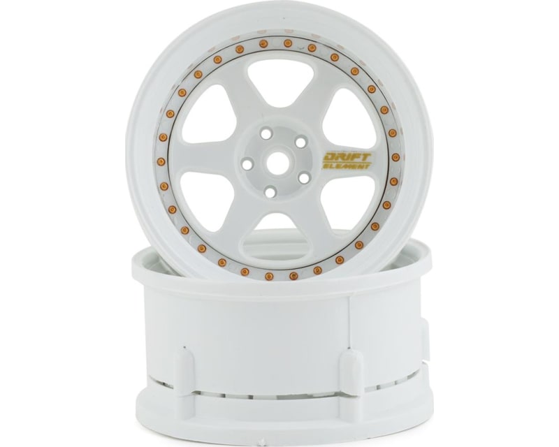 Drift Element 6 Spoke Drift Wheels (Triple White w/Gold Rivets)