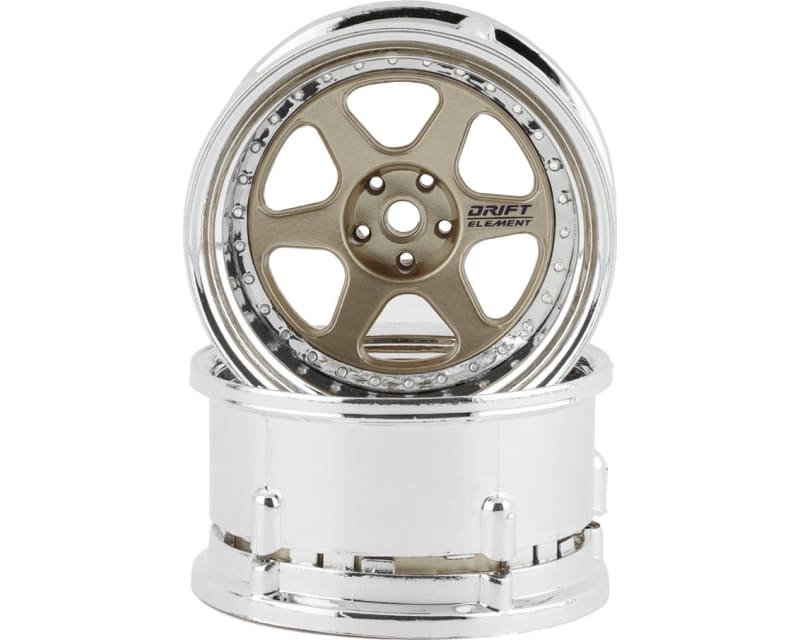 Drift Element 6 Spoke Drift Wheels (Gold & Chrome) (2)