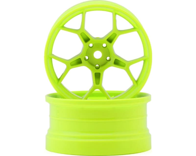 Feathery Split Spoke Drift Wheels (Flu Lime) (2) (8mm Offset)