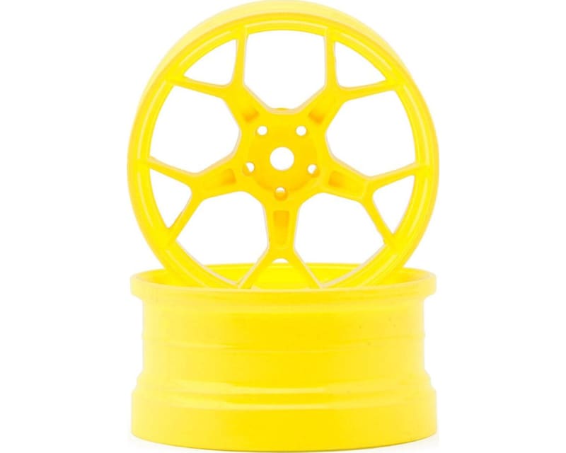 Feathery Split Spoke Drift Wheels (Flu Yellow) (2) (8mm Offset)