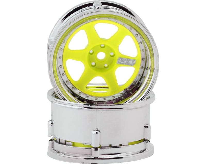 Drift Element 6 Spokes Drift Wheel (Flu Yellow/Chrome Lip & Rive photo