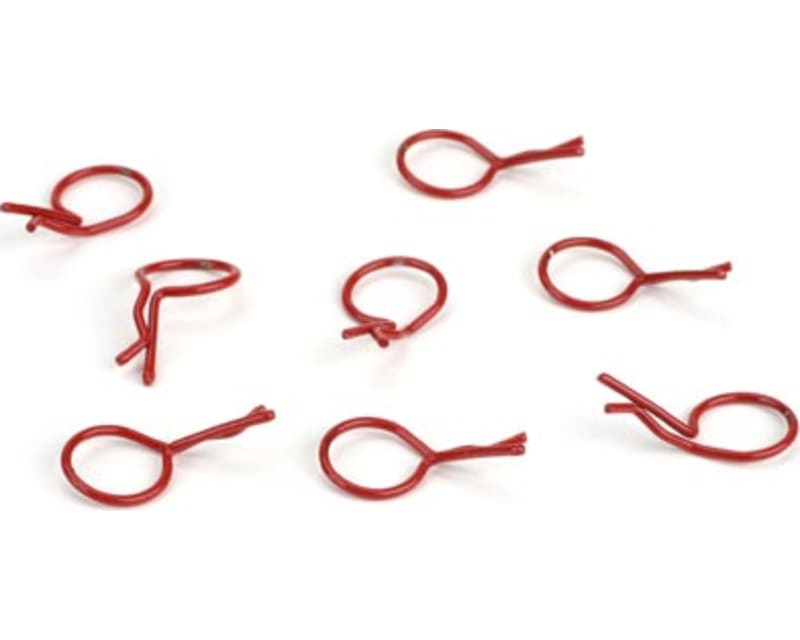 Red bent Body Clips 26.2mm long 1.3mm wire (8)