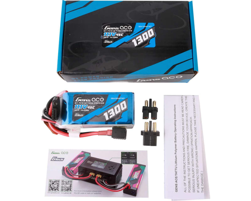 11.1v 1300mah 3s 45c G-Tech Smart Lipo: Universal
