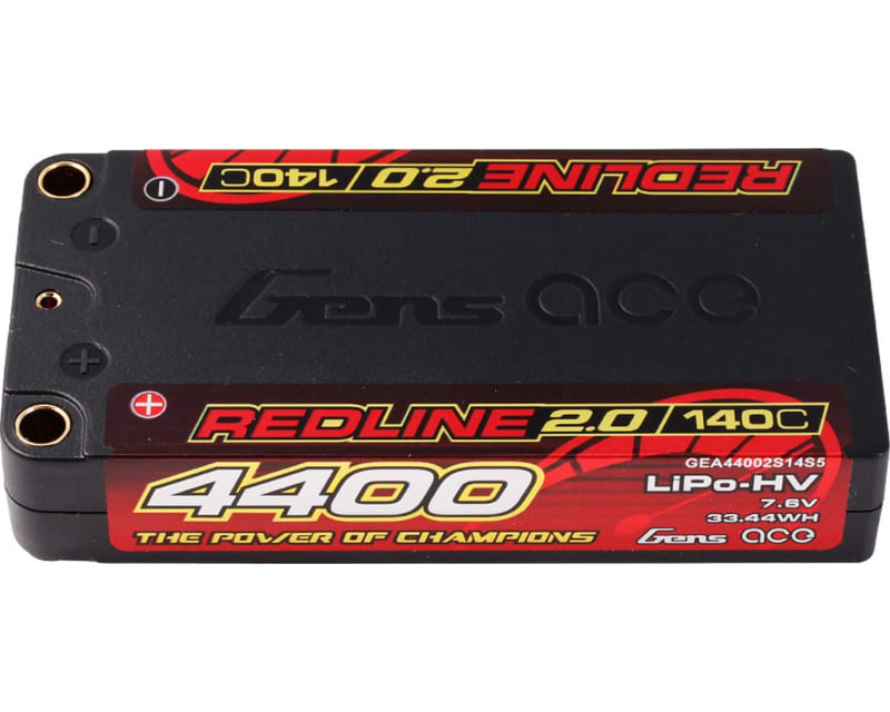 Gens ace Redline 2.0 4400mAh 2S 7.6V 140C HardCase Lipo Battery  photo