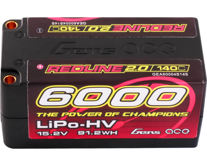 15.2V 6000mAh 4S 140C LiHV Shorty 5.0mm bullet redline 2.0 photo