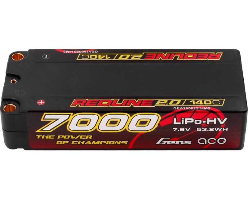 Tap to zoom Redline 2.0 7000mAh 2S1P 140C Mid- size LiPo battery