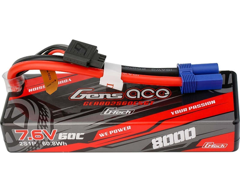 Tap to zoom G-Tech 8000mAh 7.6V 2S1P 60C HardCase LiPo Battery Pack w/ EC5 P