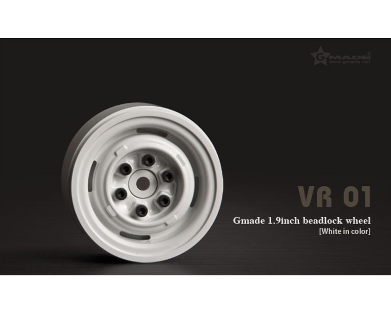 1.9 Vr01 Beadlock Wheels White 12mm hex - pair