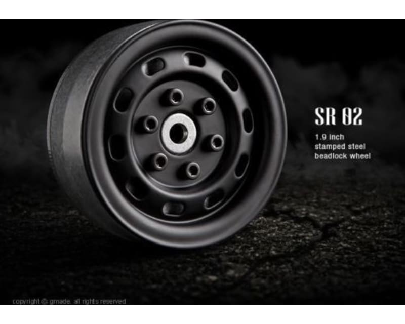 1.9sr02 Beadlock Wheels Matt Black -12mm hex - pair