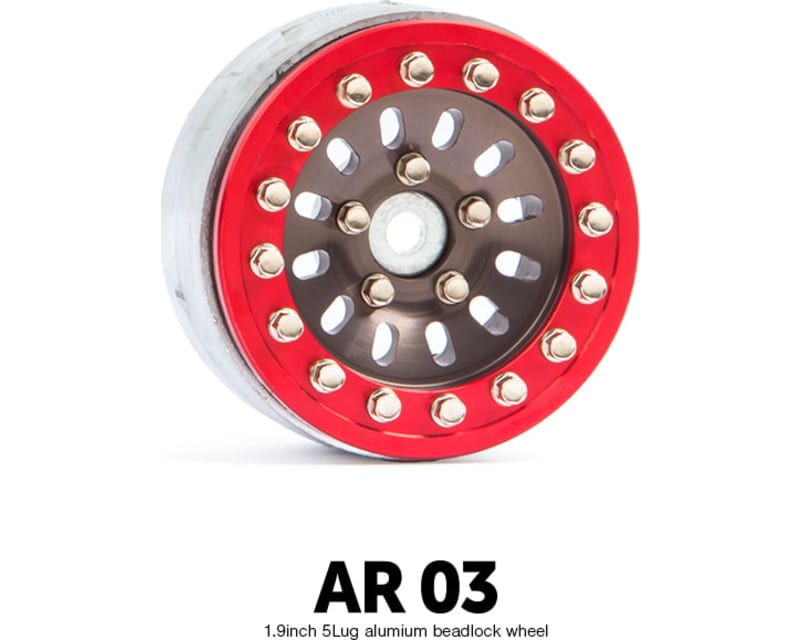 Ar03 1.9 5-Lug Aluminum Beadlocks Titanium-Red