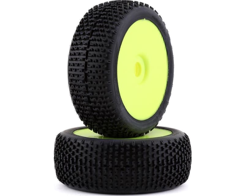 Easy Pre-Mounted 1/8 Buggy Tires (2) (Yellow) (Extra Soft)