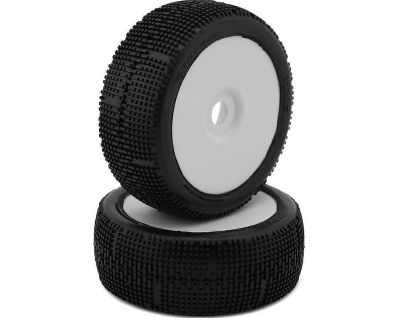 Pixel Pre-Mounted 1/8 Buggy Tires (White) (2) (S25 - Super Soft)