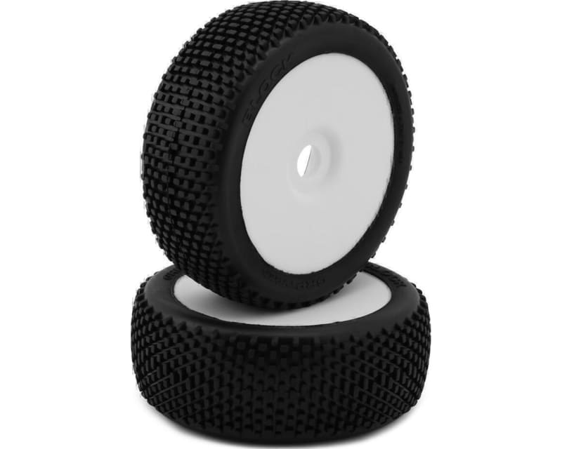 Block Pre-Mounted 1/8 Buggy Tires (White) (2) (N35 - Soft)