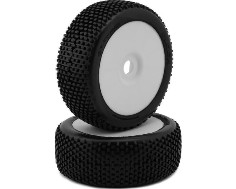 Block Pre-Mounted 1/8 Buggy Tires (White) (2) (S35 - Soft)