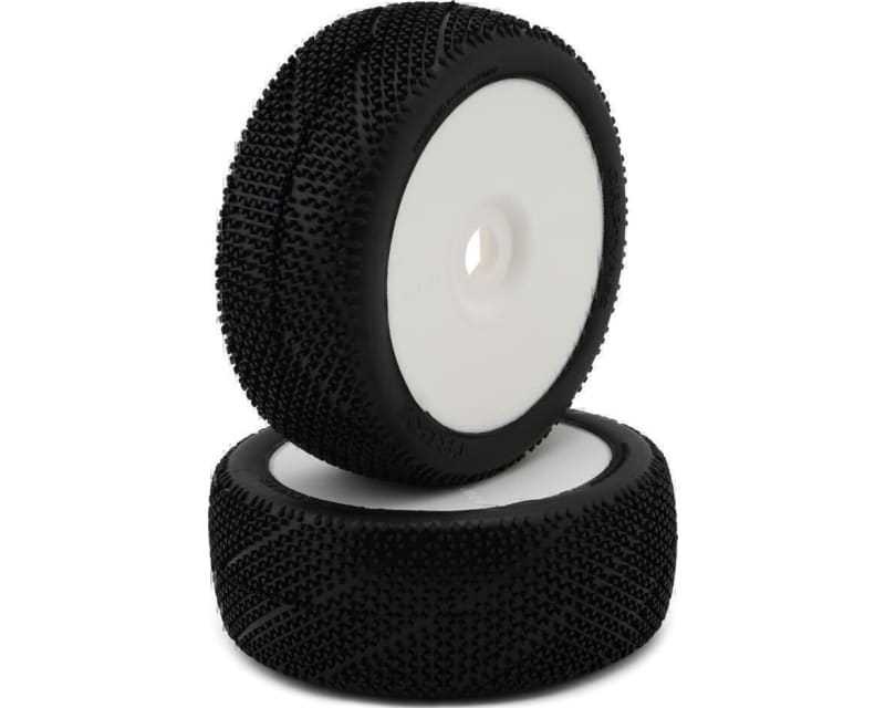 Triky Pre-Mounted 1/8 Buggy Tires (White) (2) (N25 - Super Soft)