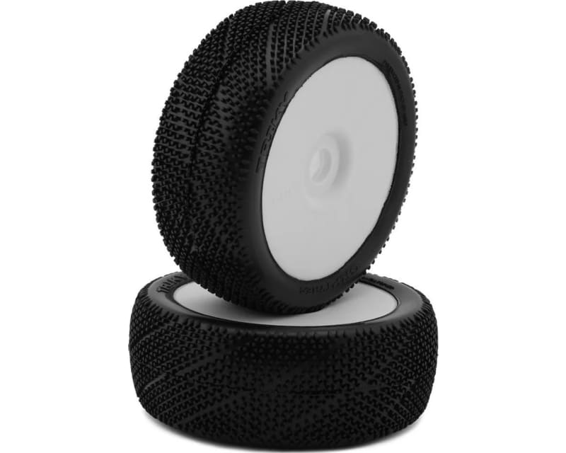 Triky Pre-Mounted 1/8 Buggy Tires (White) (2) (S25 - Super Soft)