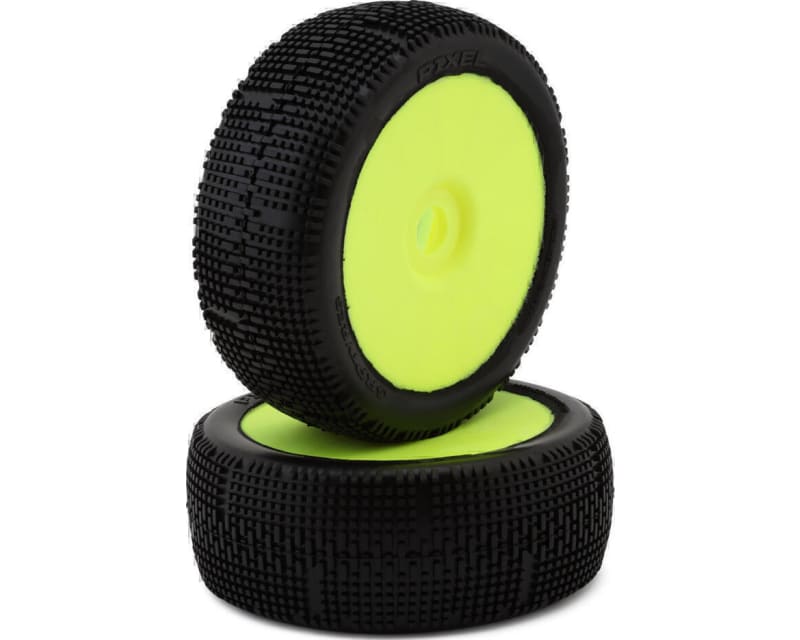 Pixel Pre-Mounted 1/8 Buggy Tires (Yellow) (2) (S35 - Soft)