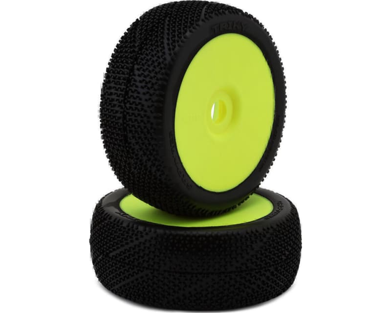 Tap to zoom Triky Pre-Mounted 1/8 Buggy Tires (Yellow) (2) (S35 - Soft)