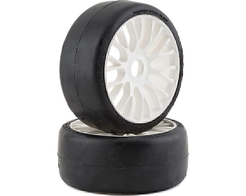 Gt - To4 Slick Belted Pre-Mounted 1/8 Buggy Tires (White) (2) (X