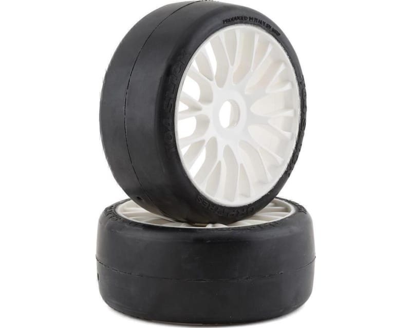 Gt - To4 Slick Belted Pre-Mounted 1/8 Buggy Tires (White) (2) (X
