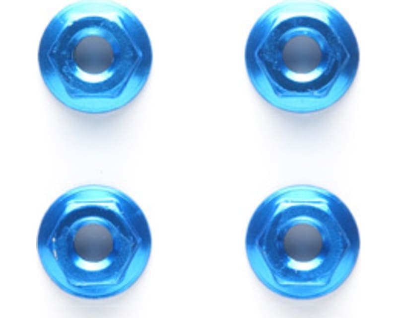 RC 4mm Aluminum Serrated Wheel Nut - 4pieced Blue