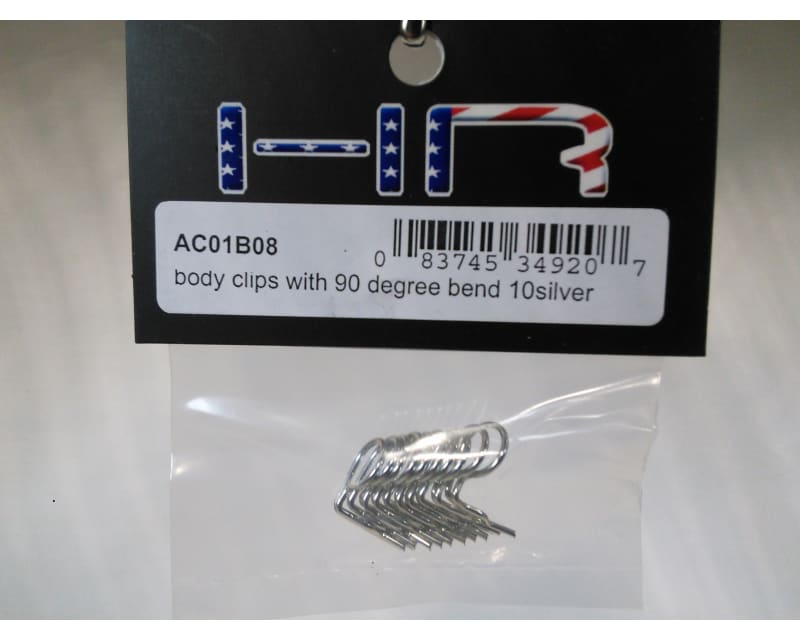 Silver bent Body Clips 17.5mm long 1mm wire (10)