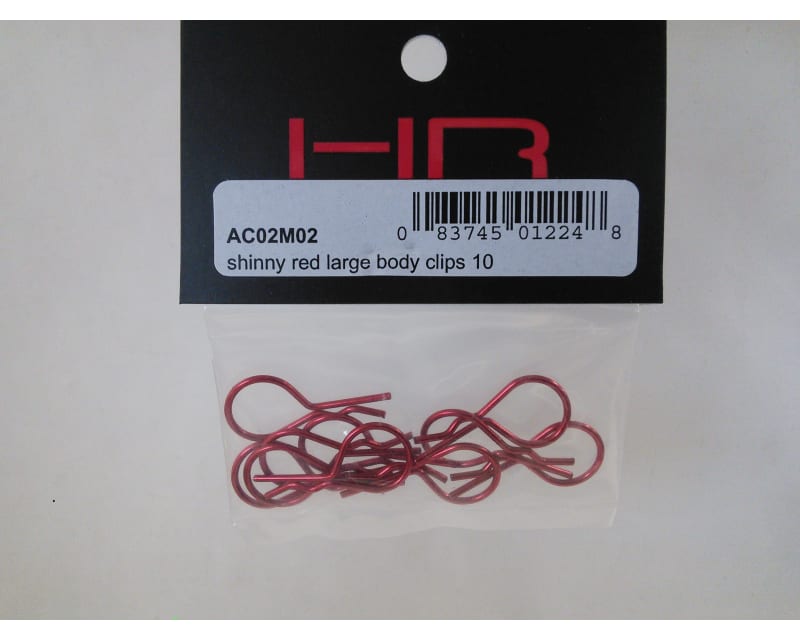 Red bent Body Clips 28mm long 1.2mm wire (10)