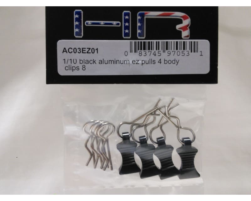 Black bent Body Clips 21mm long 1.6mm wire (8)