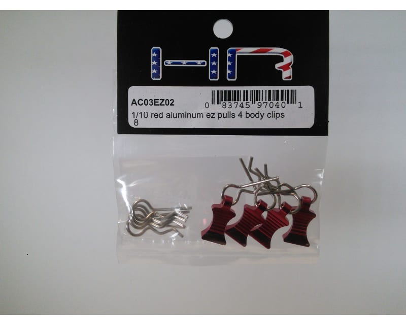 1:10 Red Aluminum EZ Pulls (4) Body Clips (8)