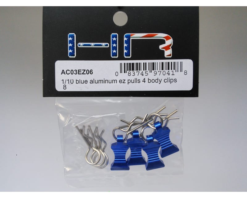 Blue bent EZ-Pull Body Clips 21.1mm long 1mm wire (4)