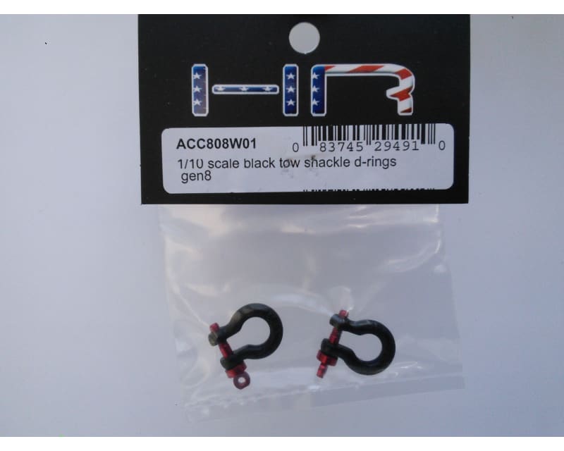 1:10 Scale Black Tow Shackle D-Rings Gen8