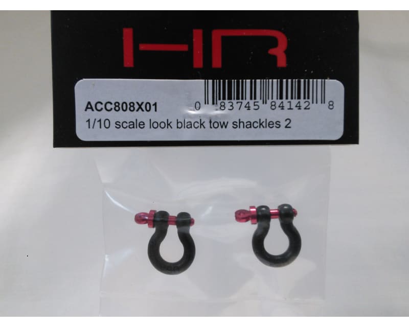 Tap to zoom 1:10 Scale Aluminum Black Tow Shackle D-Rings (2)