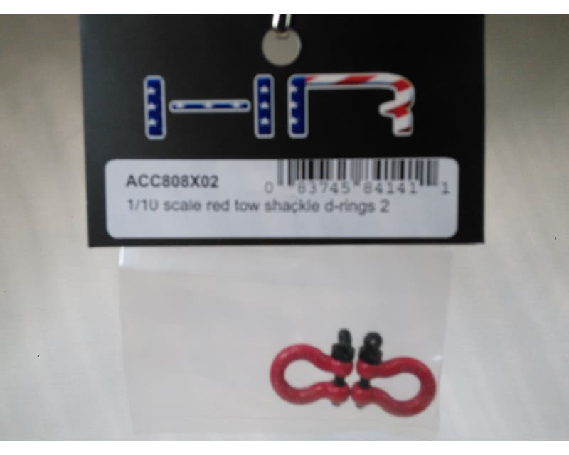 1:10 Scale Red Tow Shackle D-Rings (2)