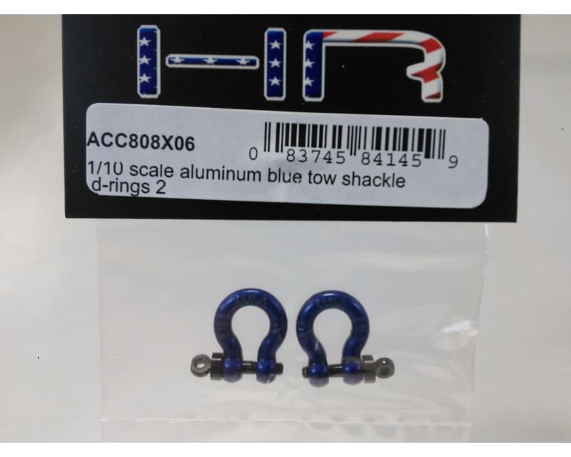 Tap to zoom 1:10 Scale Aluminum Blue Tow Shackle D-Rings (2)
