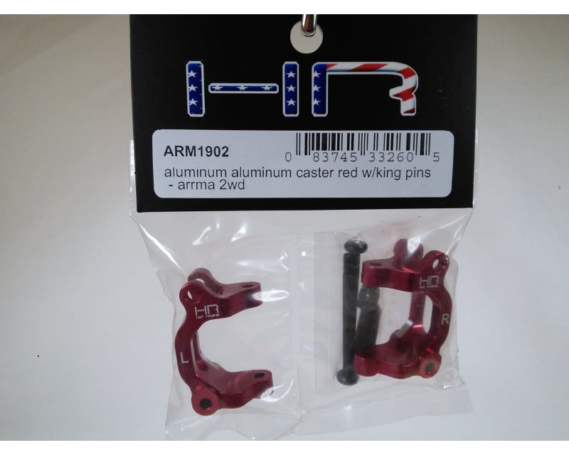 Aluminum Aluminum Caster RED W/King Pins - ARRMA 2WD