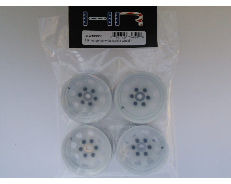 White Steel 1.9 Beadlock 6-Lug Wagon Wheels 12mm Hex (4)