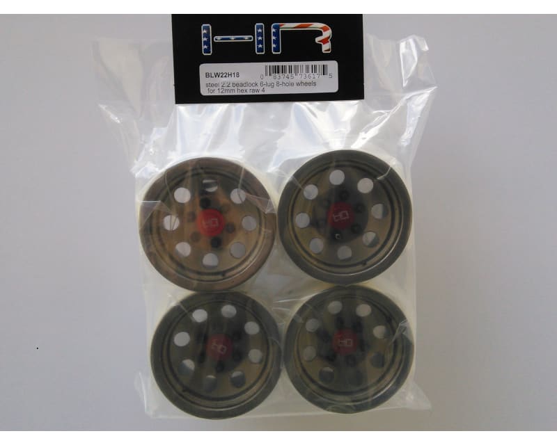 Raw Steel 2.2 Beadlock 6-Lug 8-Hole Wheels 12mm Hex (4)