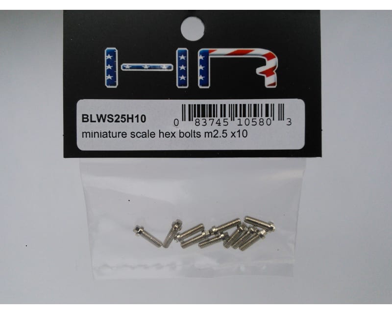 Tap to zoom Miniature Scale Hex Bolts M2.5 X10 mm