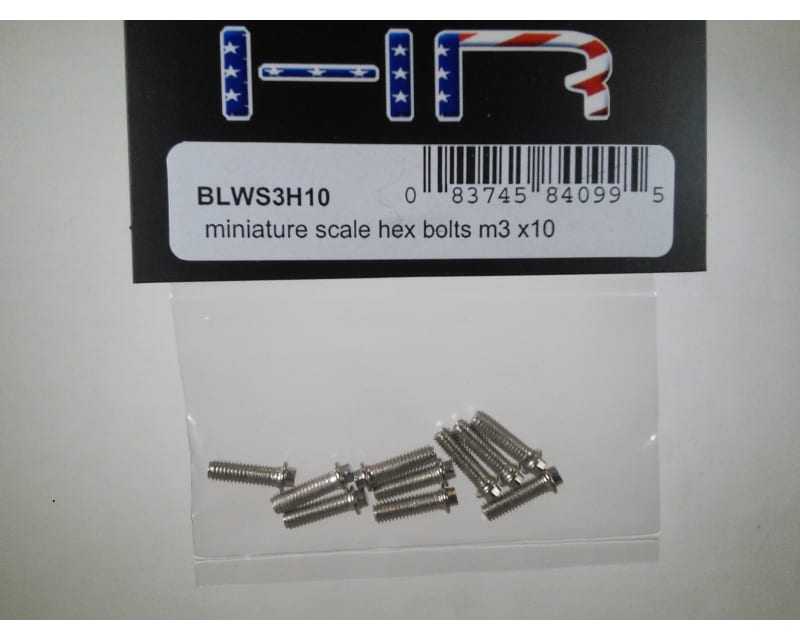 discontinued Miniature Scale Hex Bolts M3 X10
